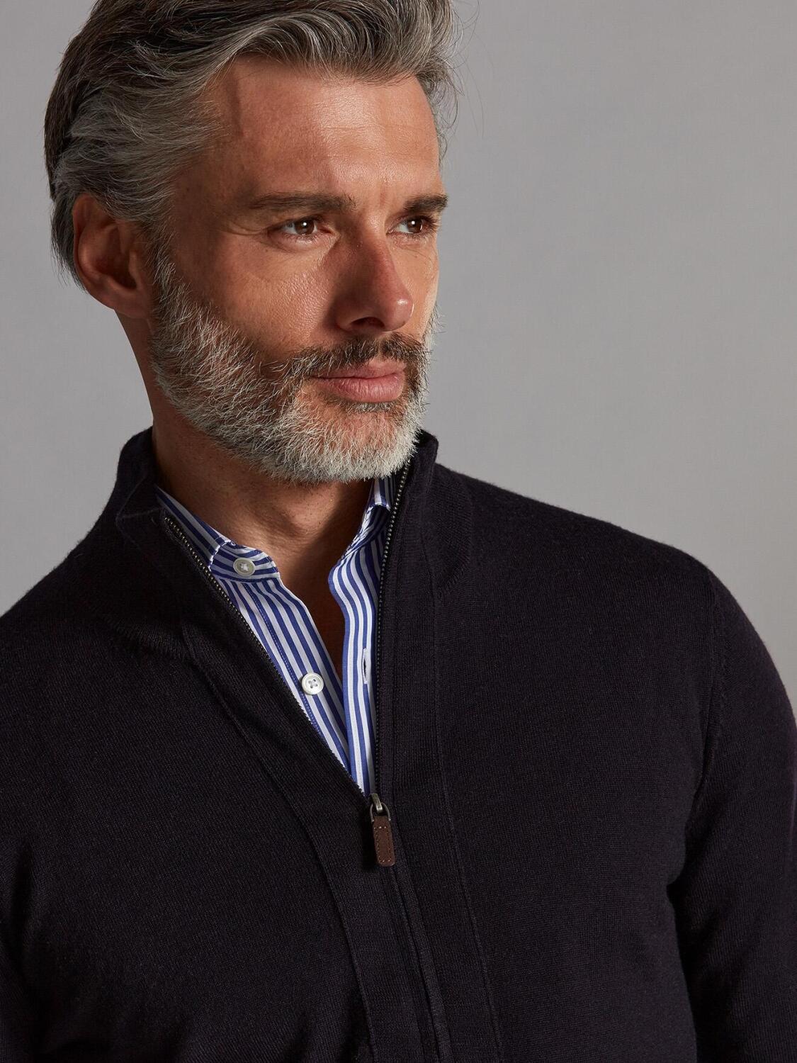 Cardigan zippé Bady en mérinos marine