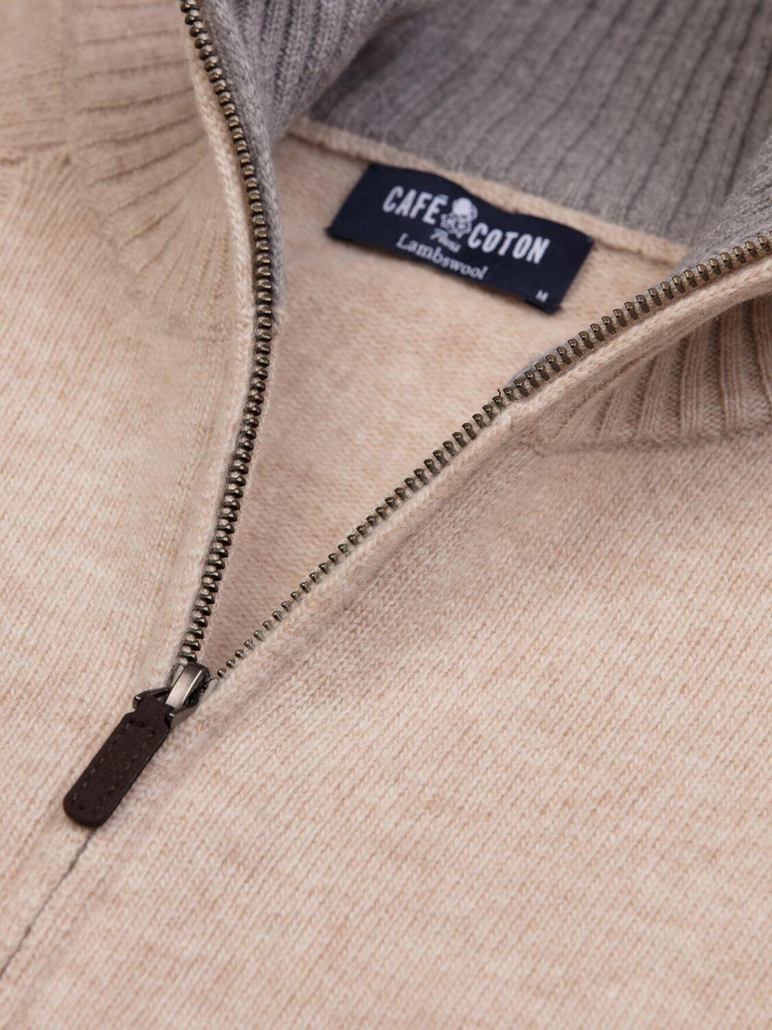 Ben zip-up cardigan in natural lambswool