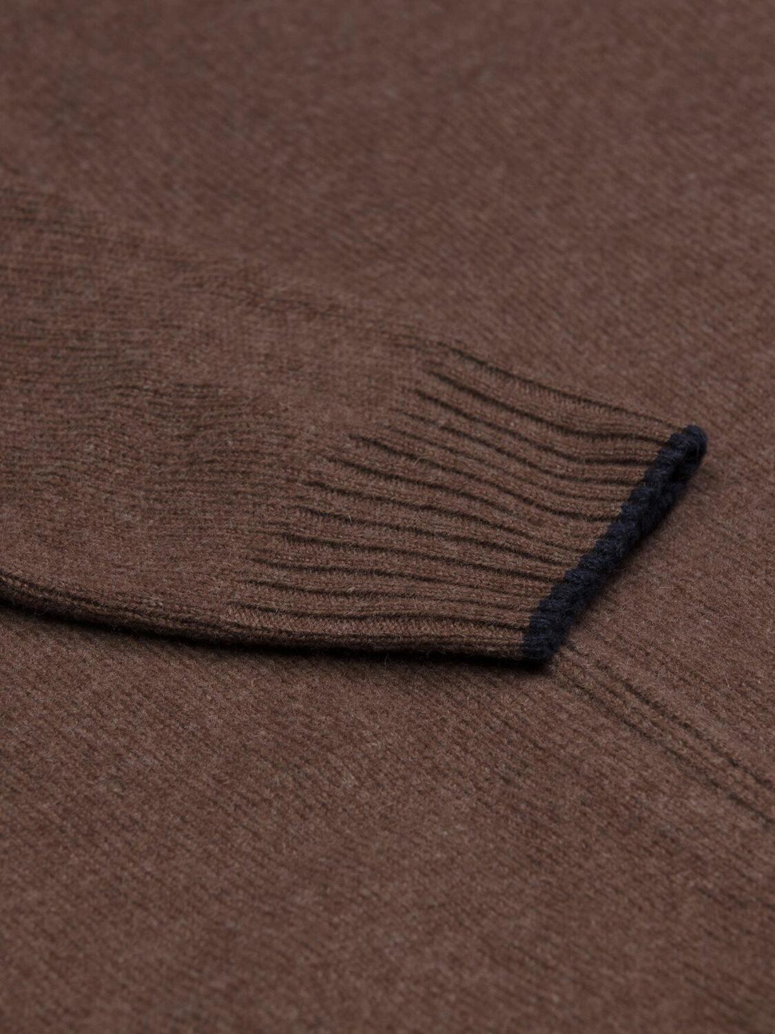 Cardigan zippé Ben en lambswool marron