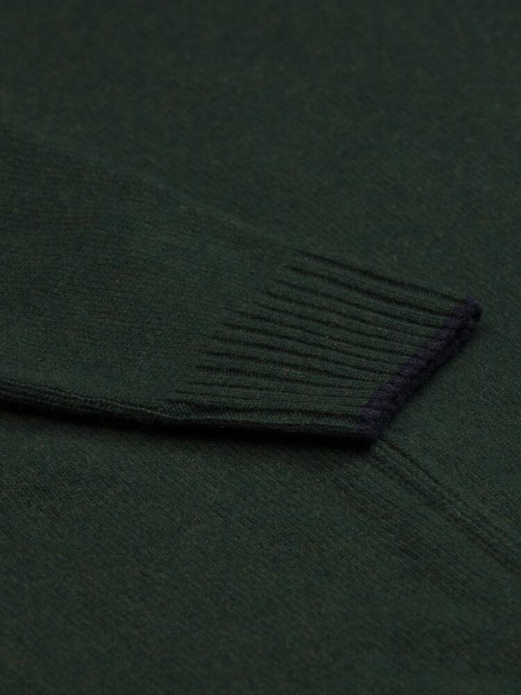 Ben zip-up cardigan in green lambswool