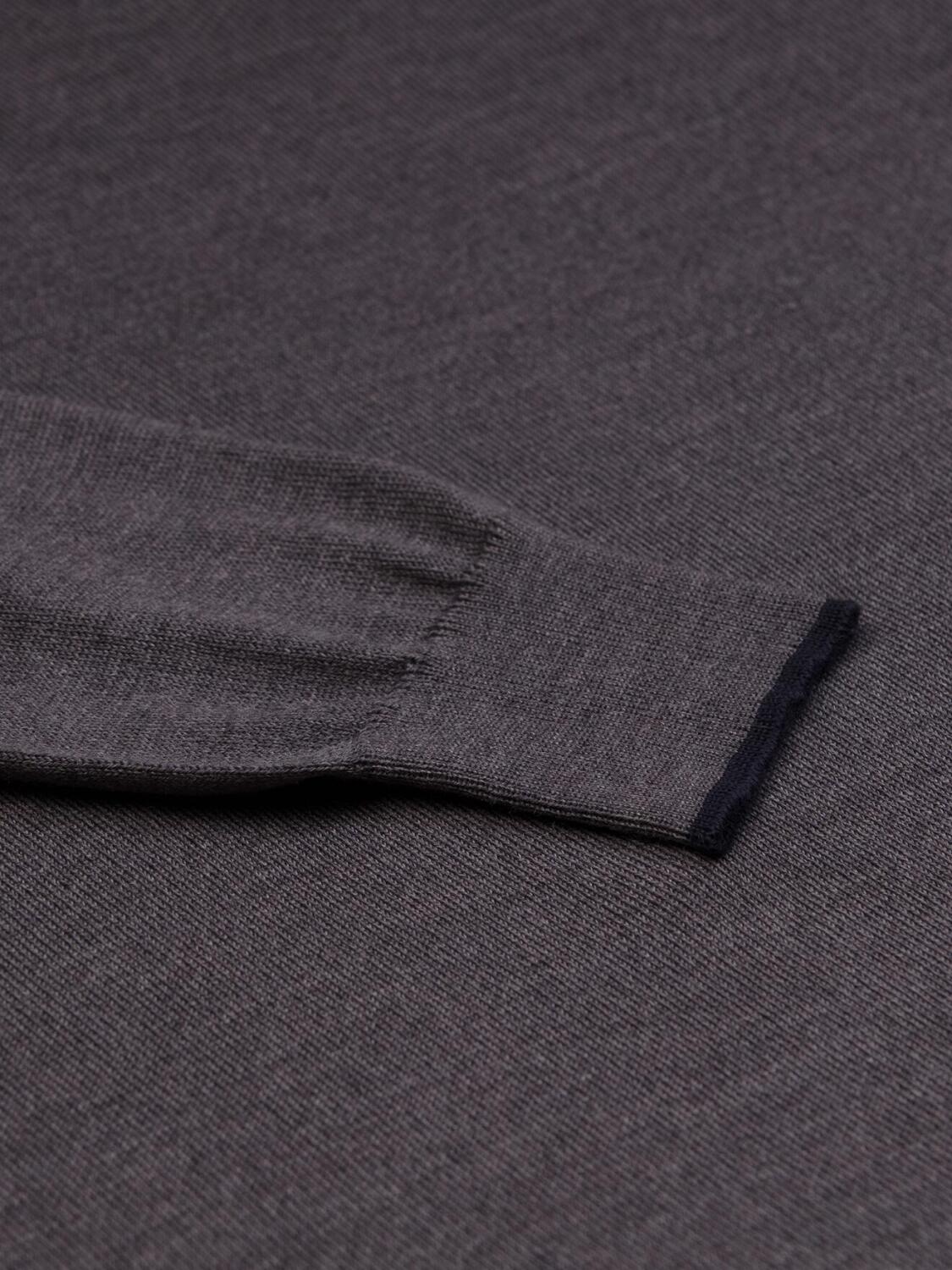 Half Zip Bobby Pullover aus anthrazitfarbener Merinowolle