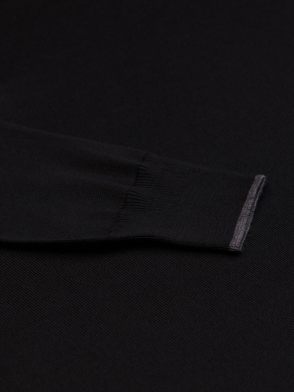 Bobby halve rits in zwart merino