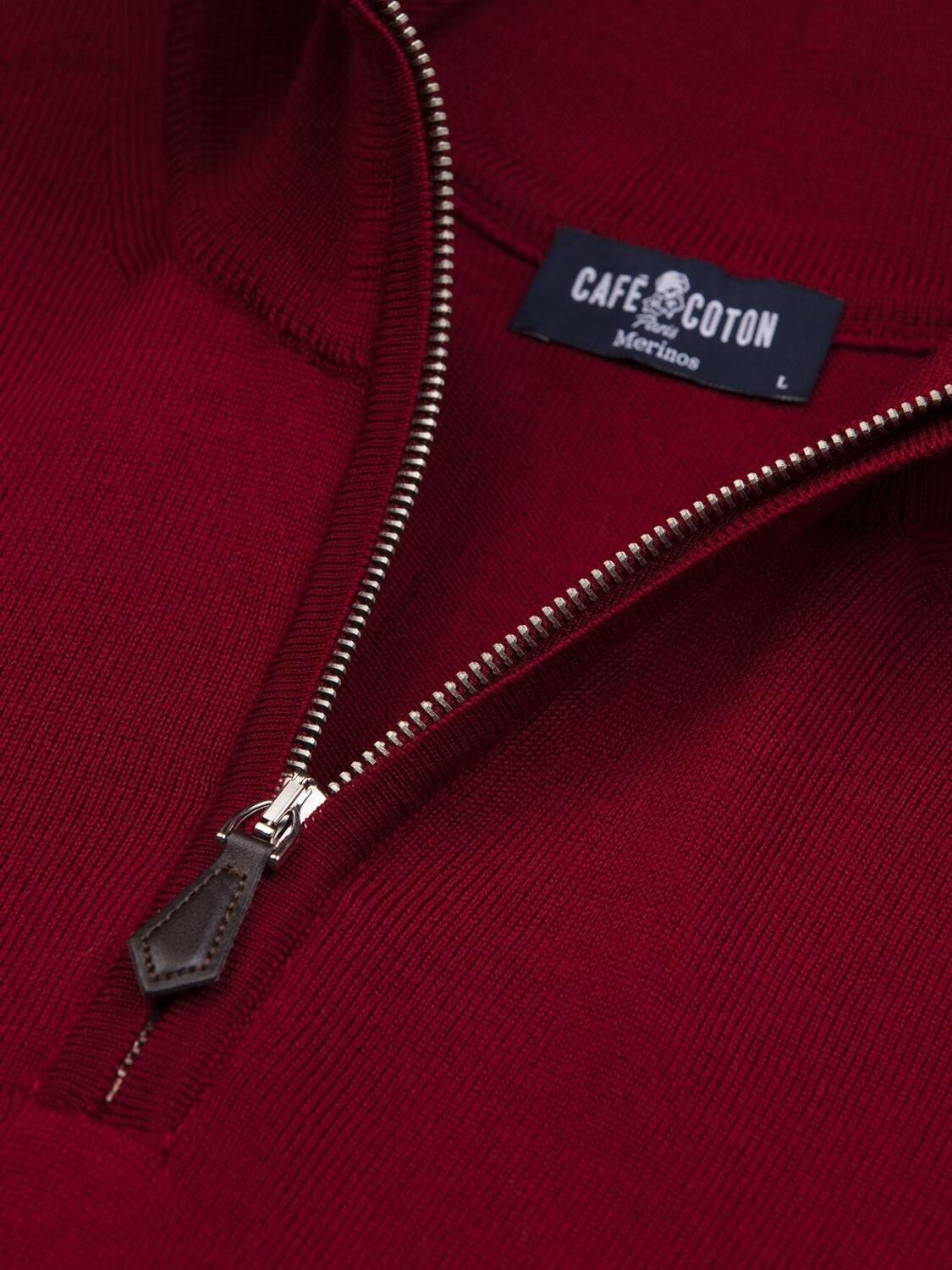 Half zip Bobby jumper in red merino