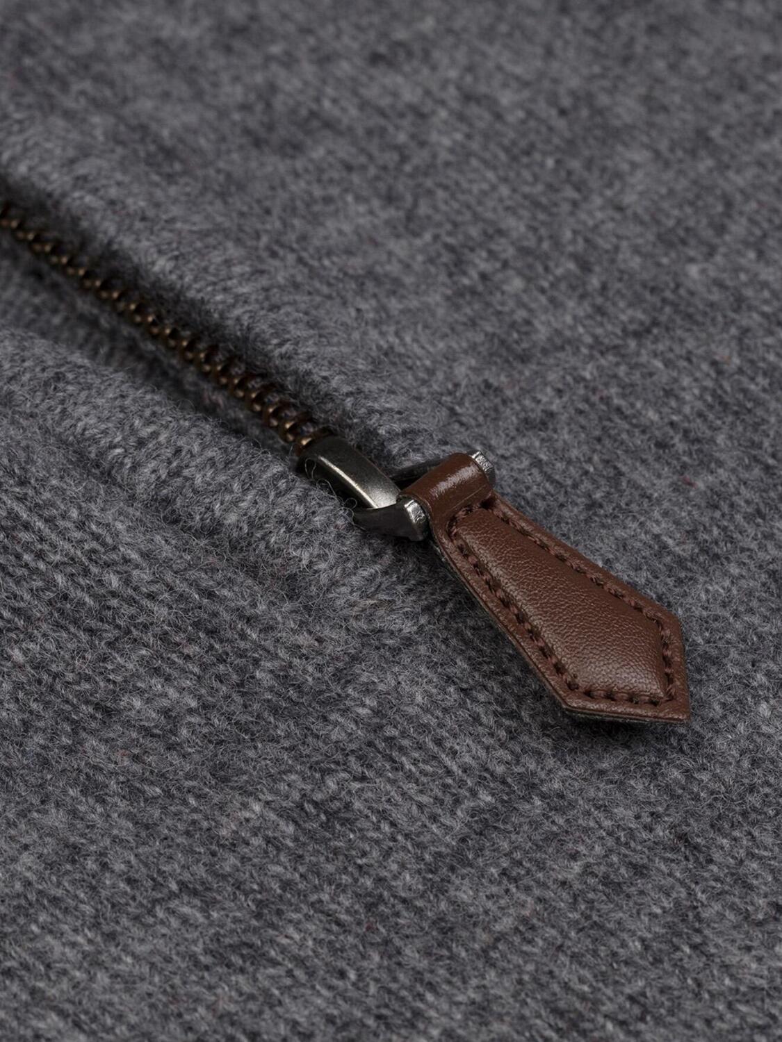 Maglia con collo a zip in lana d'agnello grigio