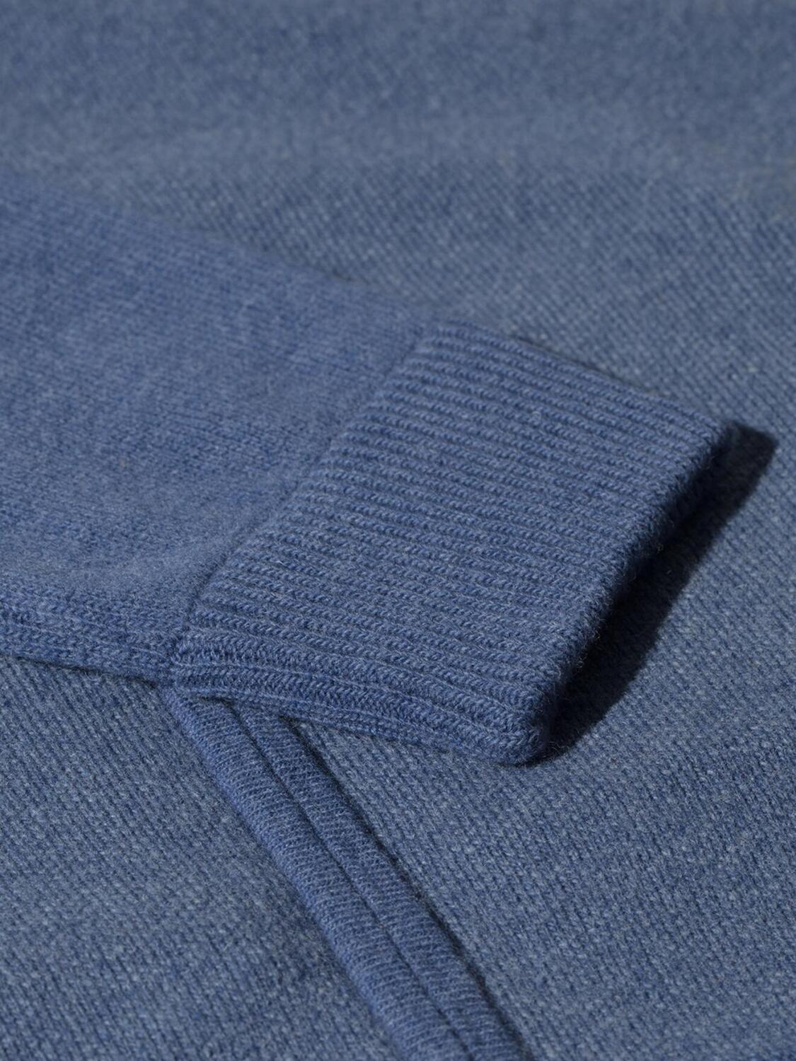 Trui met ritssluiting in lamswol blauw