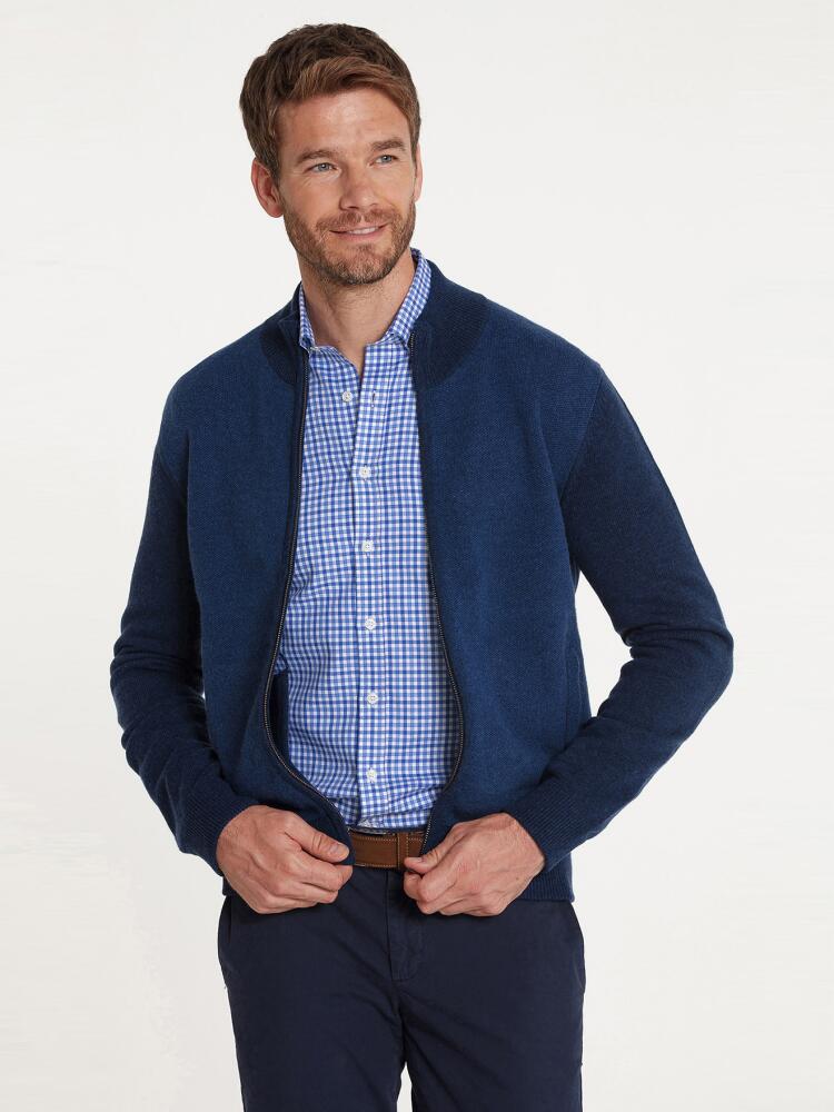 Maglione cardigan con zip in lana d'agnello blu cielo