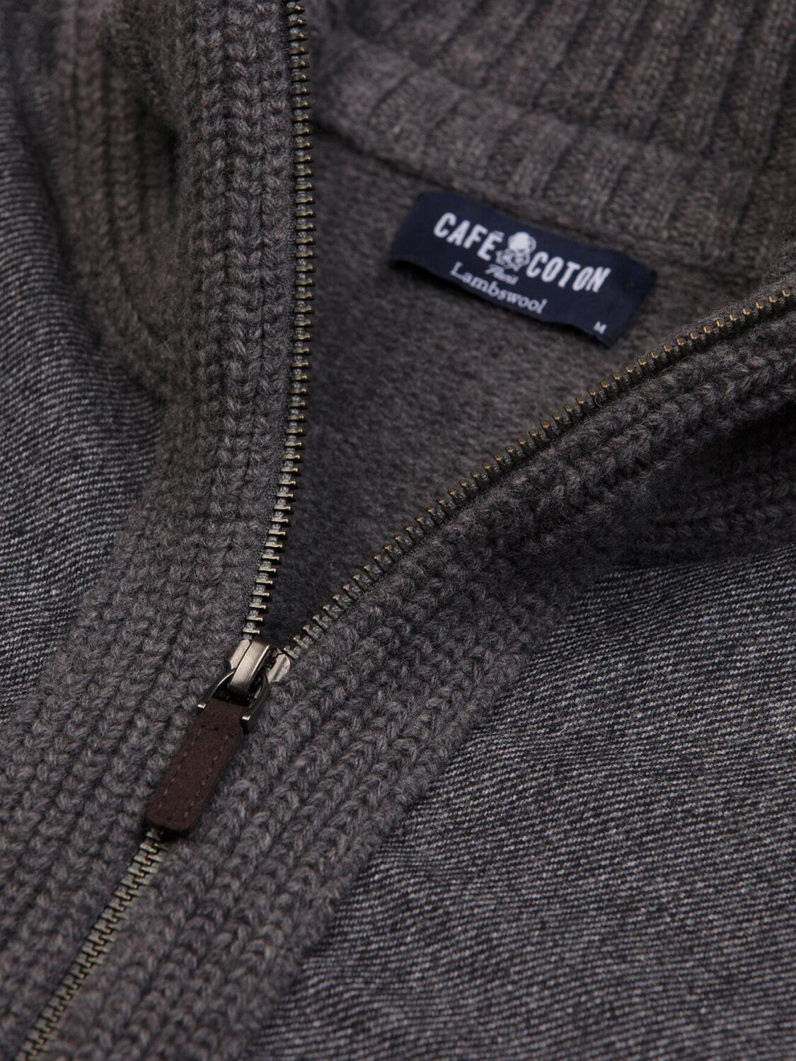 Zip-up cardigan in grey lambswool