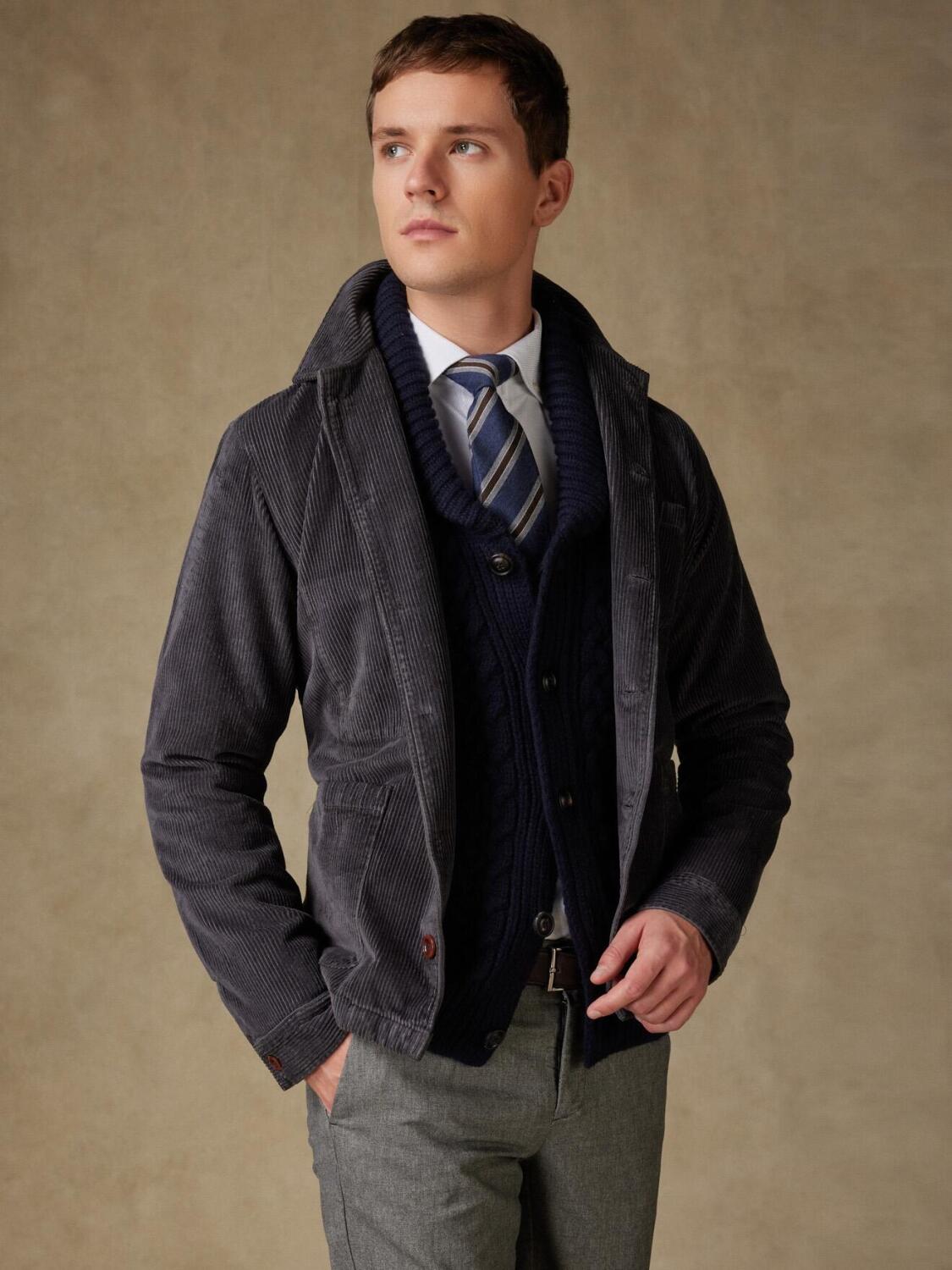 Sobrecamisa de terciopelo Carbón