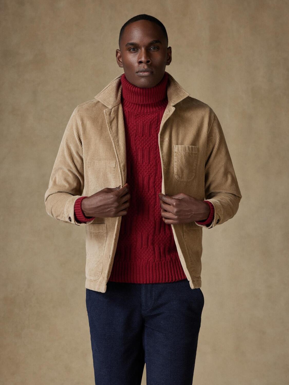 Sand velvet overshirt