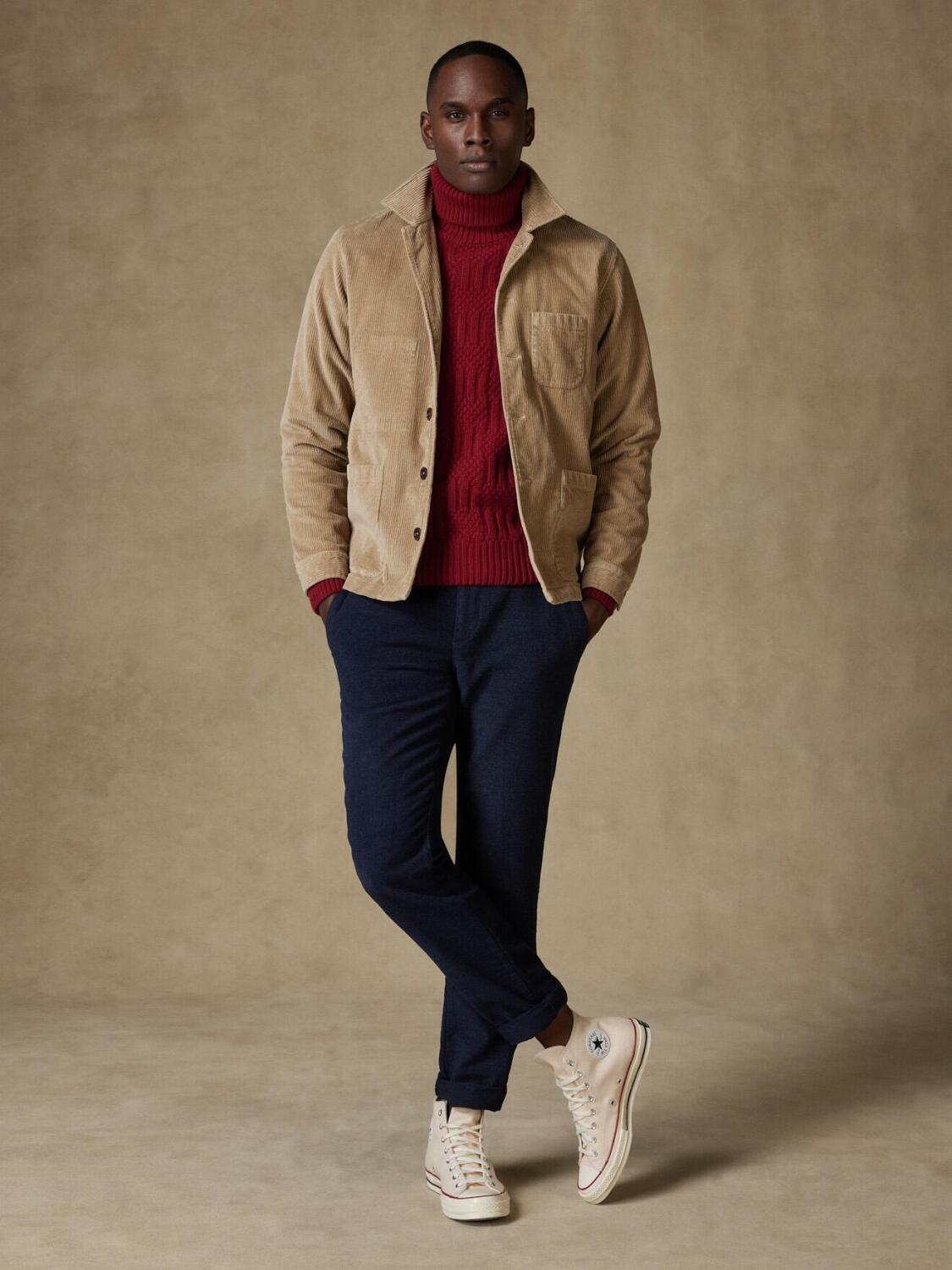 Sand velvet overshirt