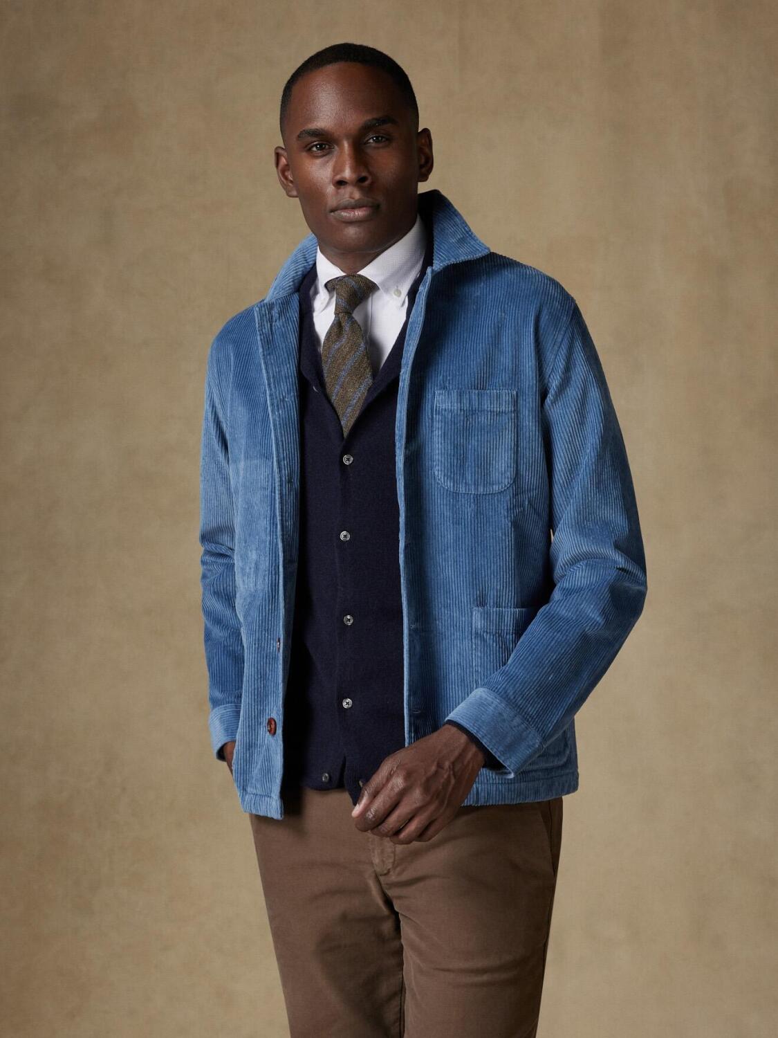 Camicia over in velluto blu