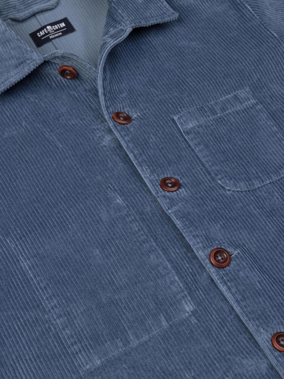 Camicia over in velluto blu