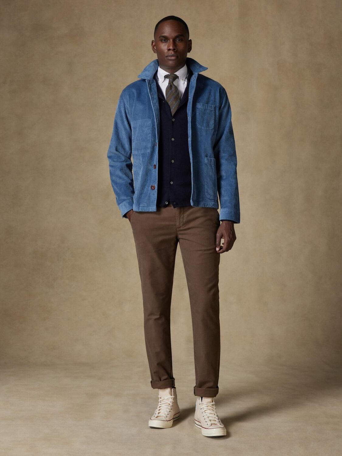 Camicia over in velluto blu