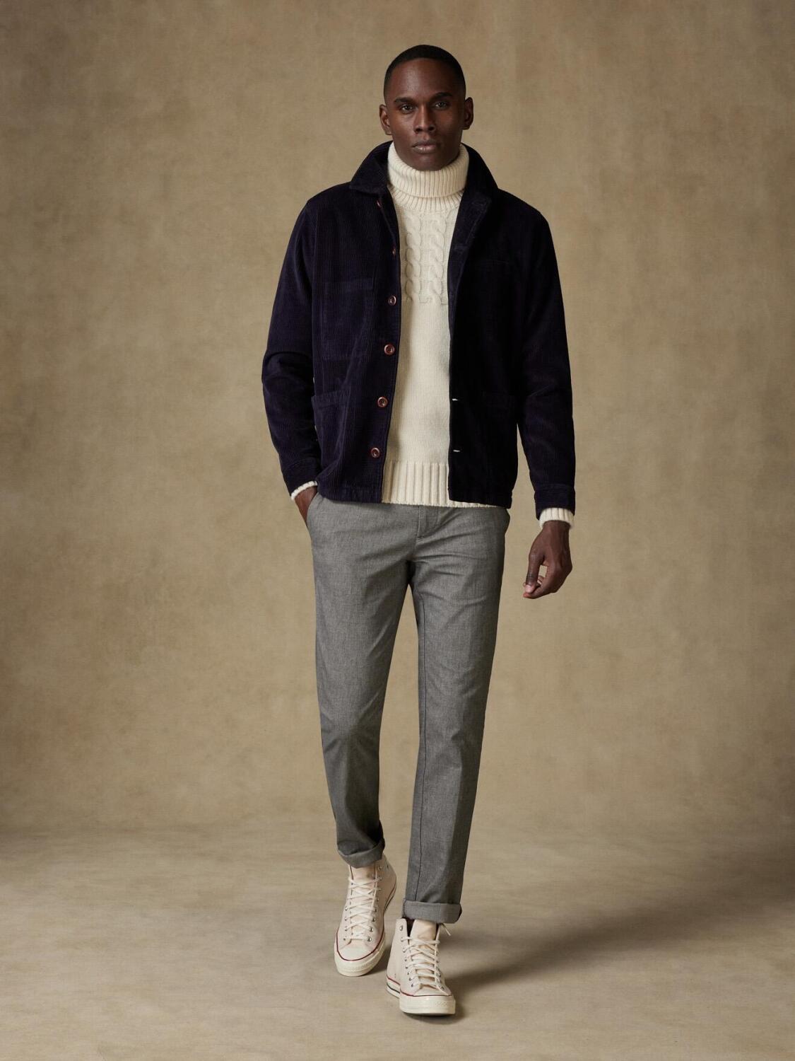 Navy fluwelen overhemd