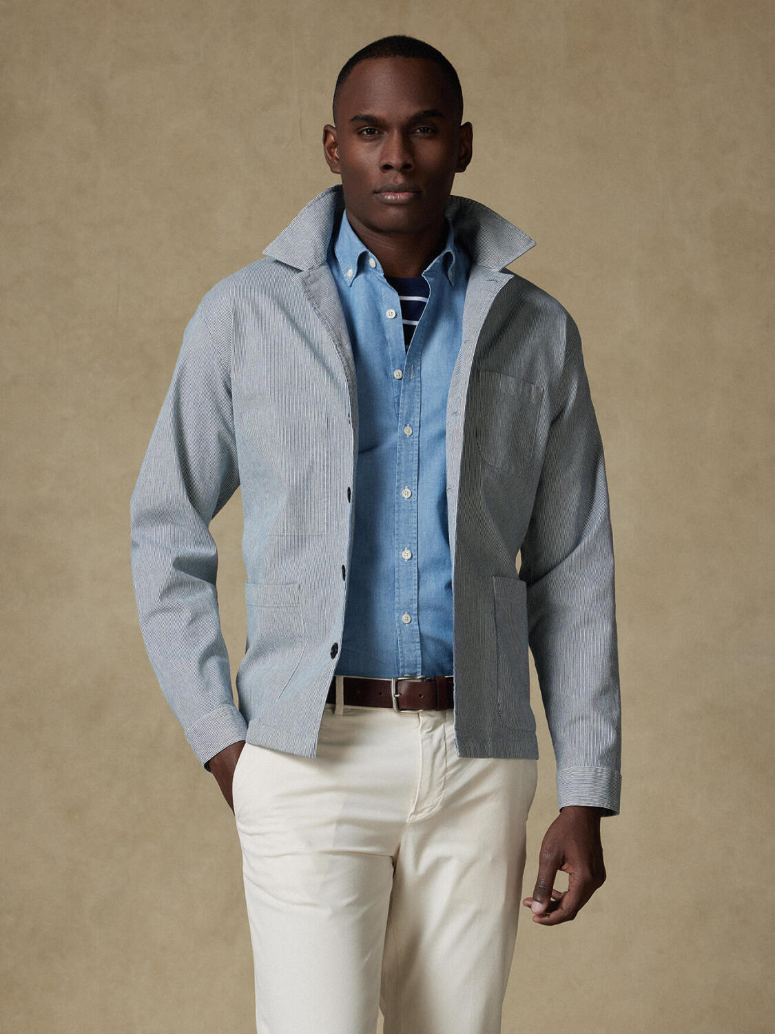 Sobrecamicia Fredy a righe indaco