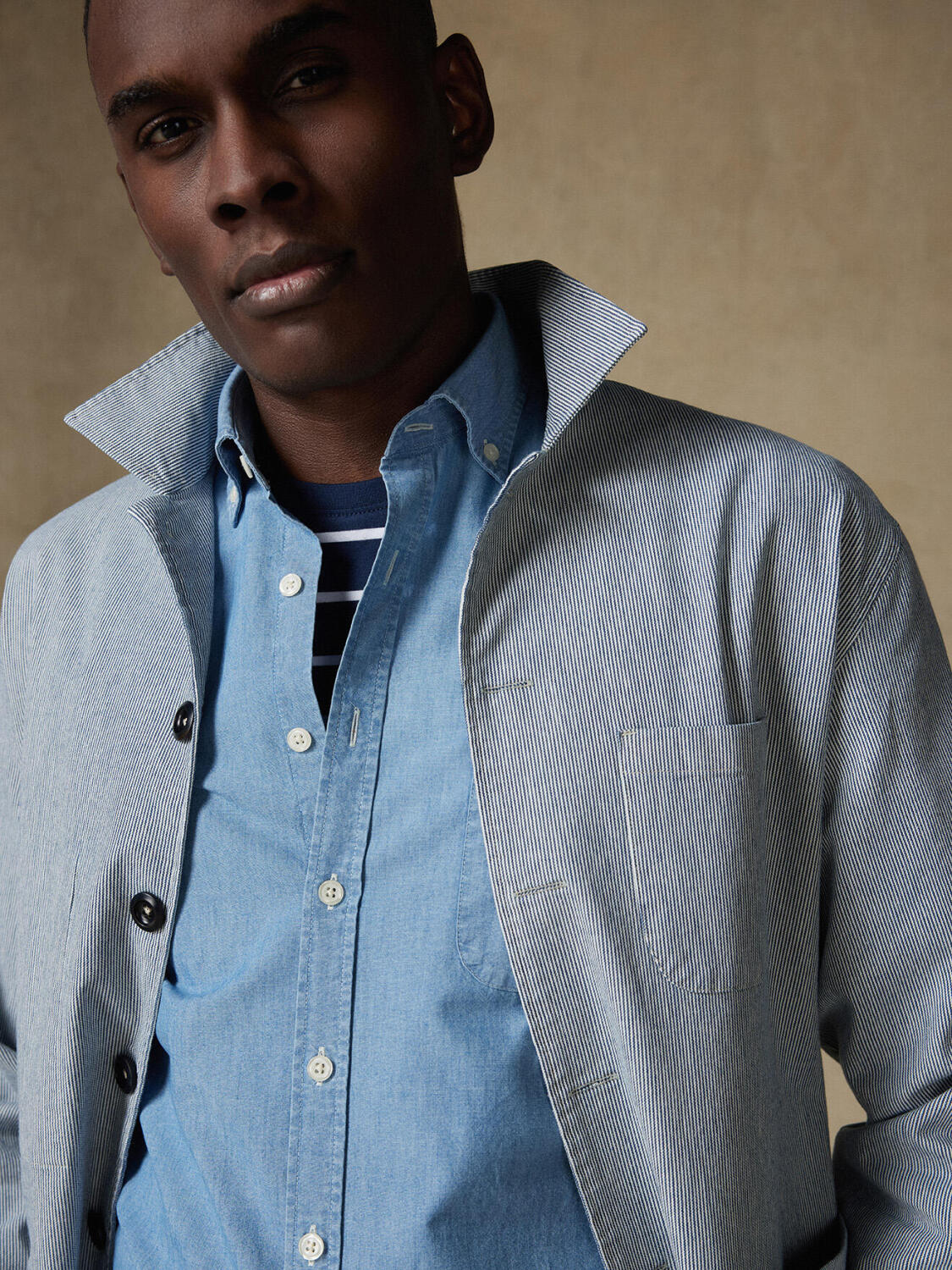 Sobrecamicia Fredy a righe indaco