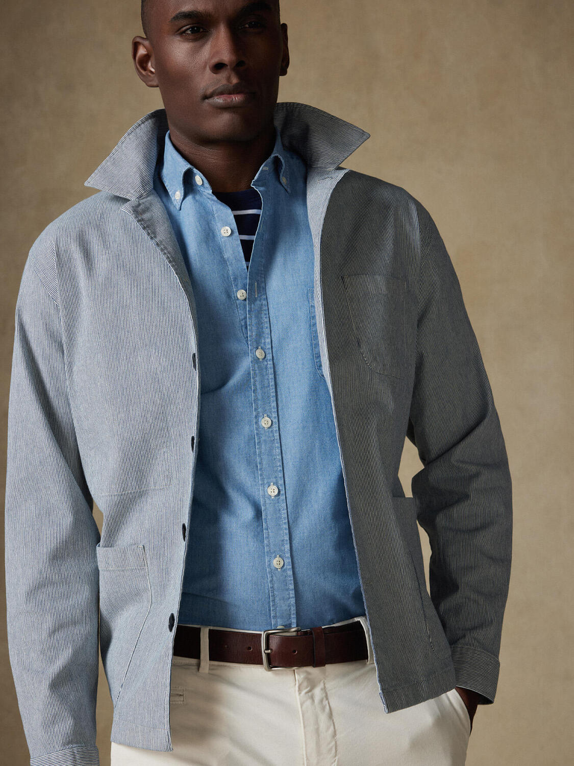 Sobrecamicia Fredy a righe indaco