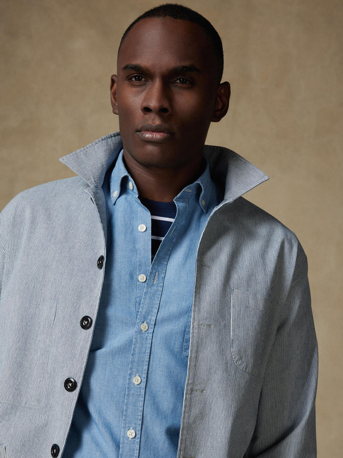 Sobrecamicia Fredy a righe indaco