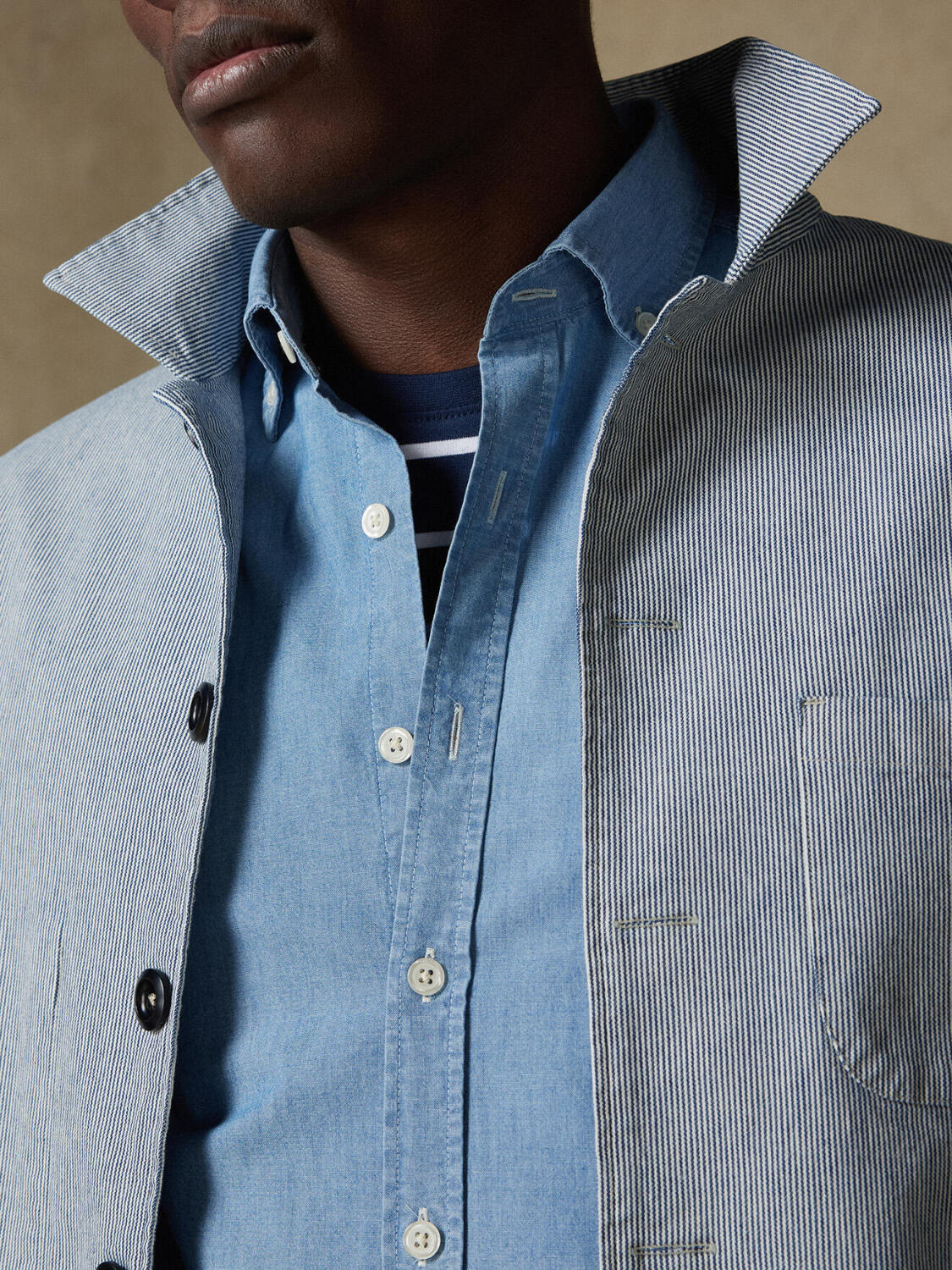Sobrecamicia Fredy a righe indaco