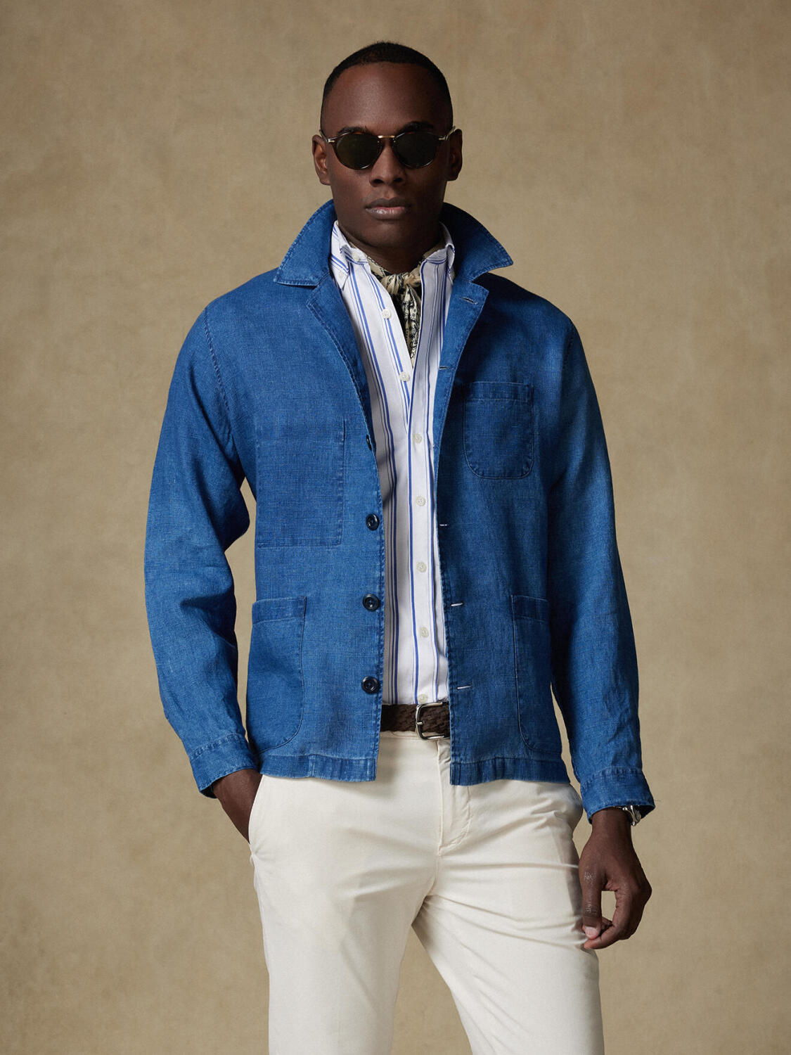 Sobrecamicia Mikey in lino indaco