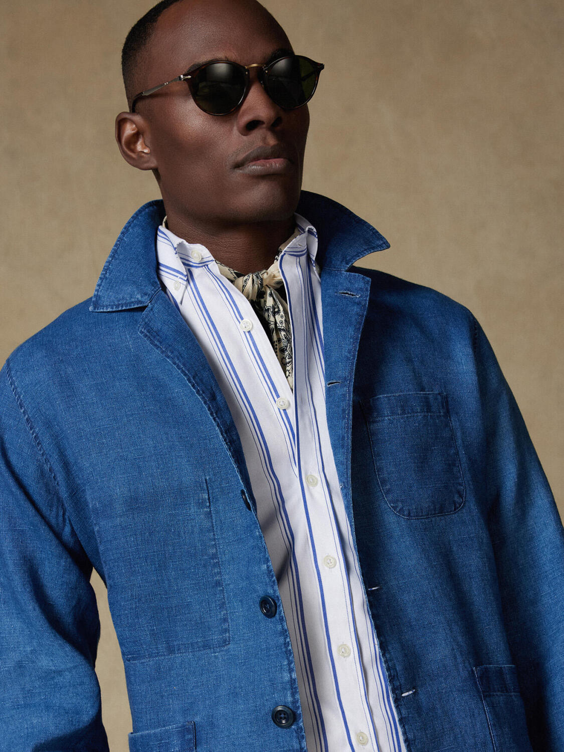 Sobrecamicia Mikey in lino indaco