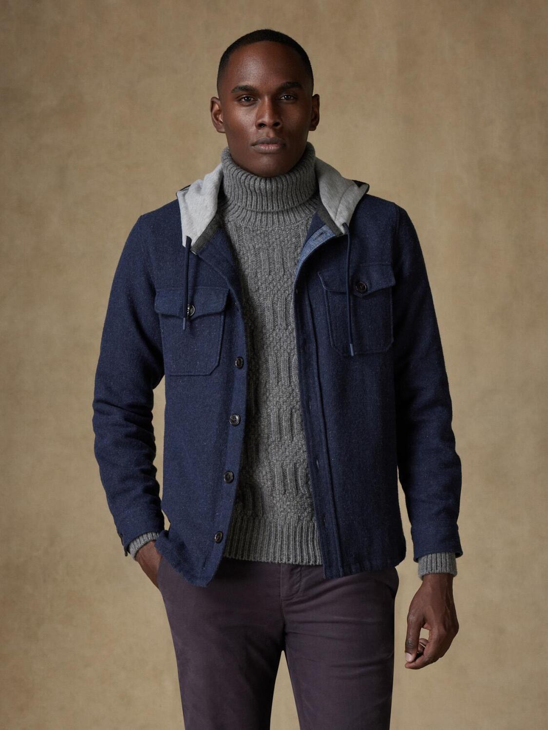 Wool hooded overshirt