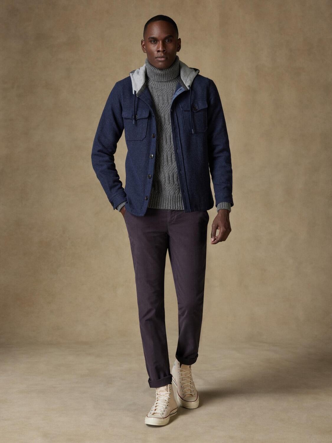 Wool hooded overshirt