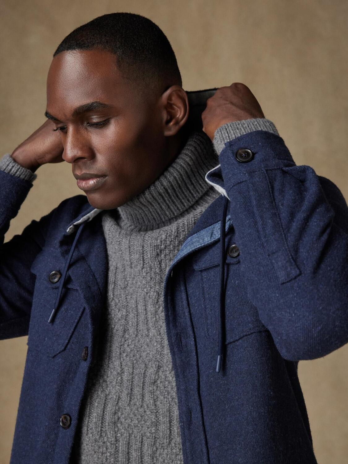 Wool hooded overshirt