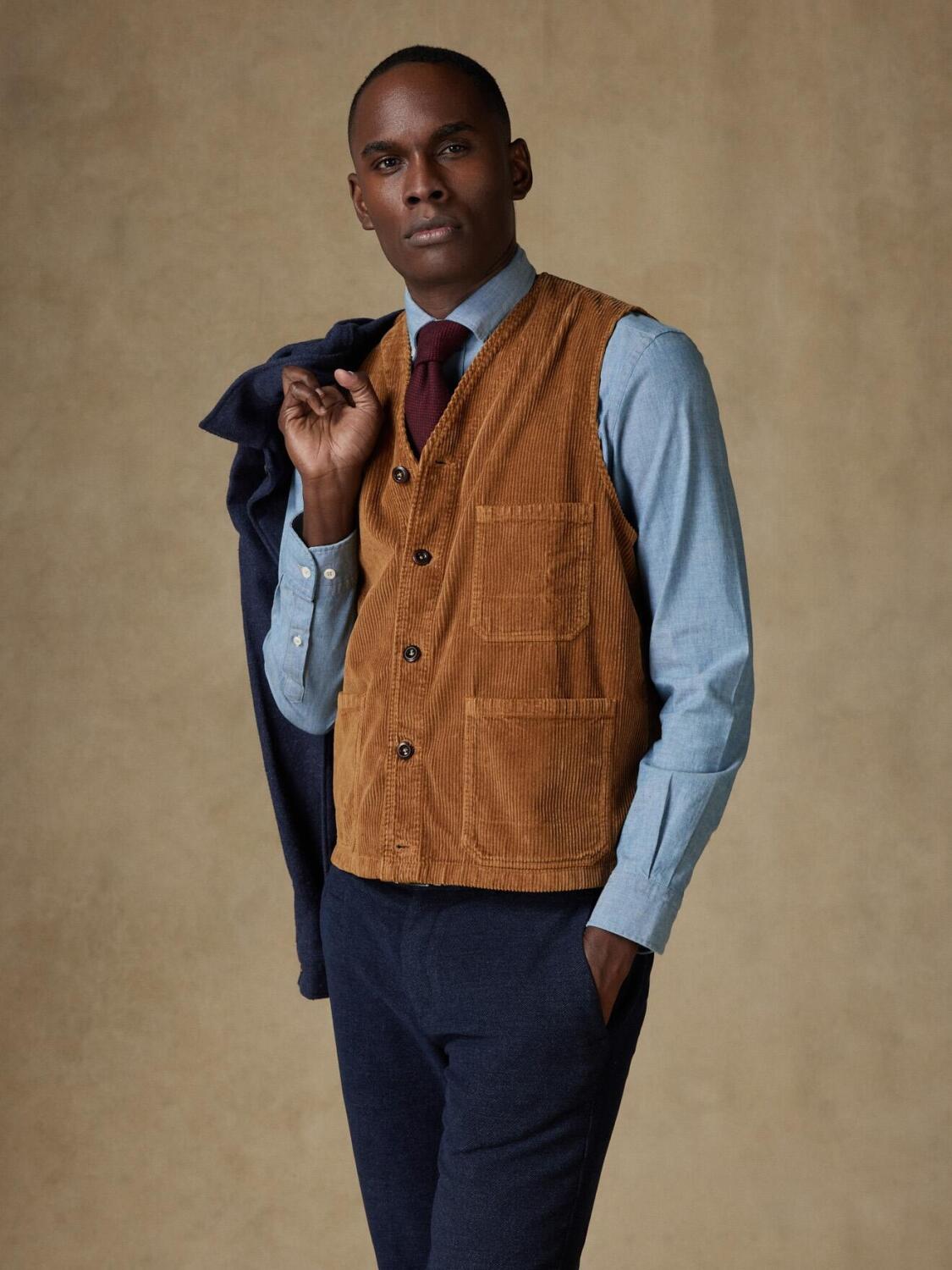 Waistcoat en velours caramel