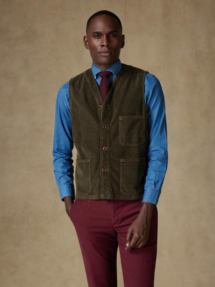 Khaki velvet waistcoat