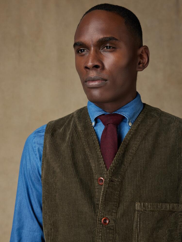 Khaki velvet waistcoat