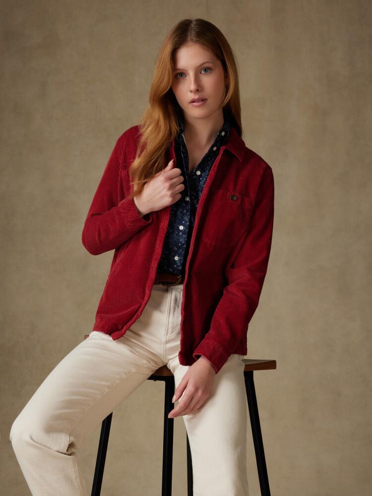 Woman's burgundy velvet overshirt