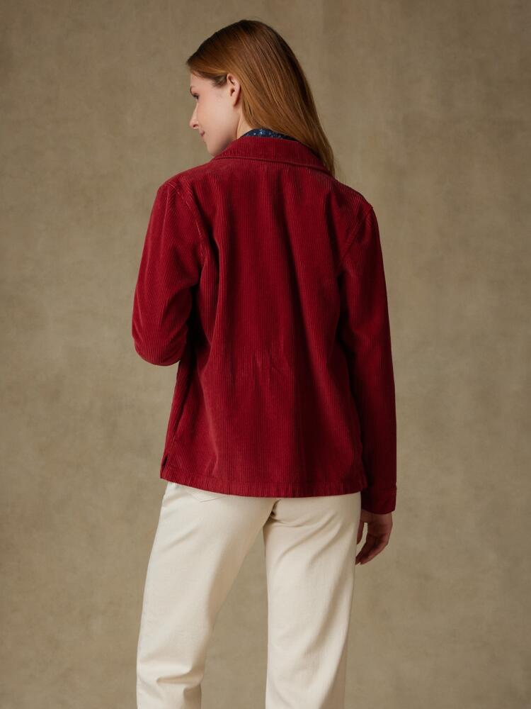 Woman's burgundy velvet overshirt