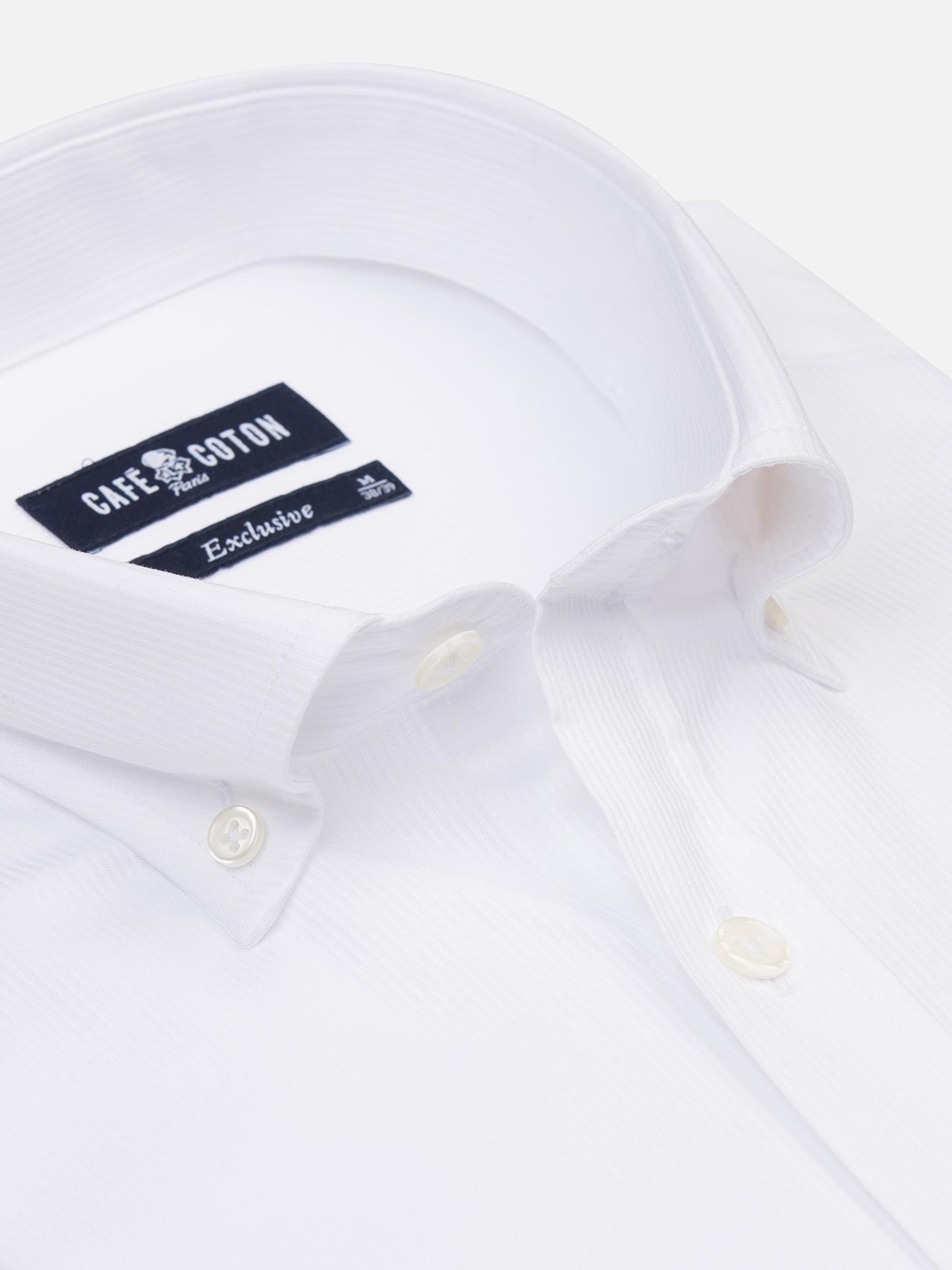 Chemise en piqué blanc - Col Boutonné