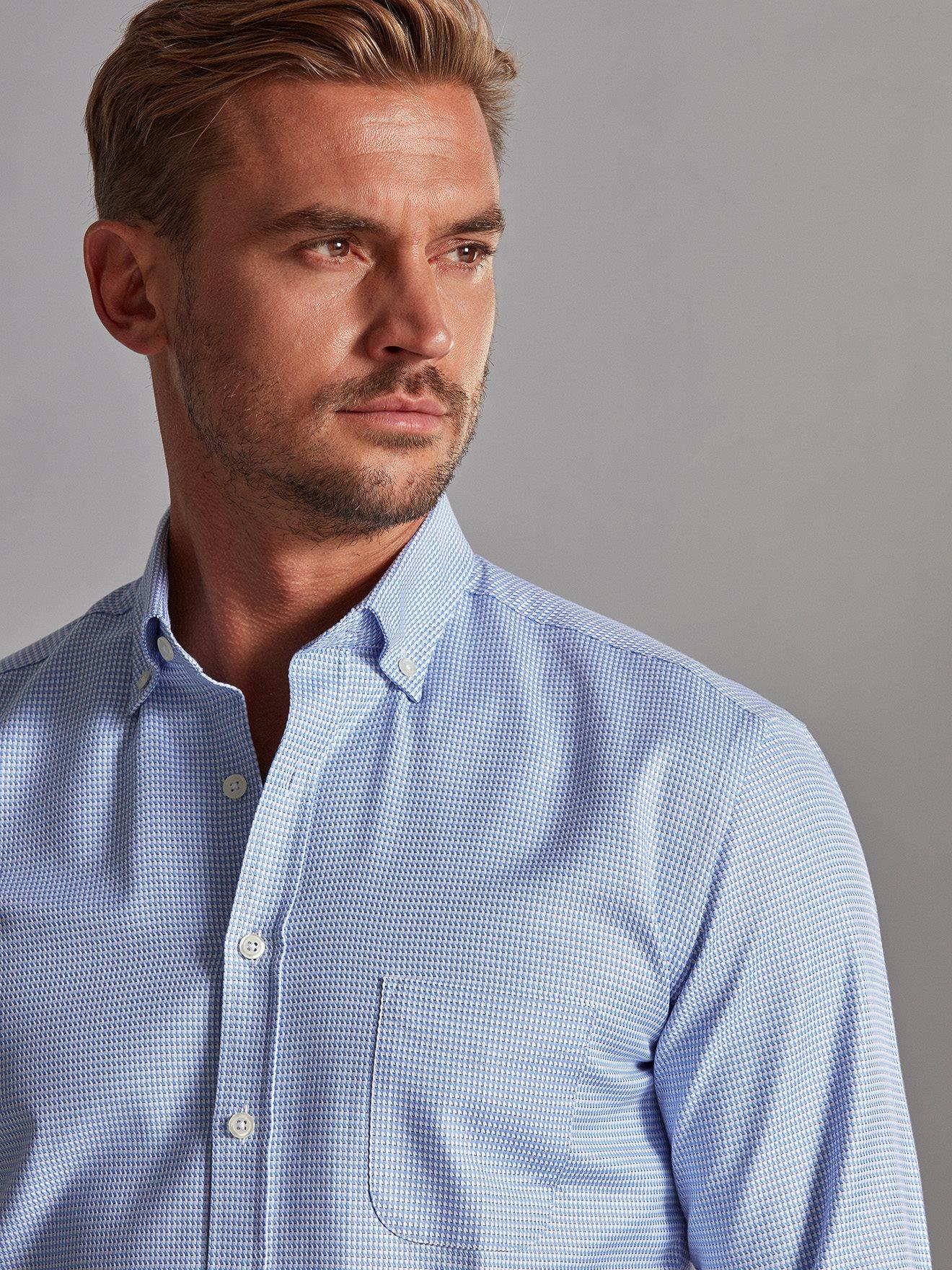 Chemise Willy en twill ciel - Col Boutonné