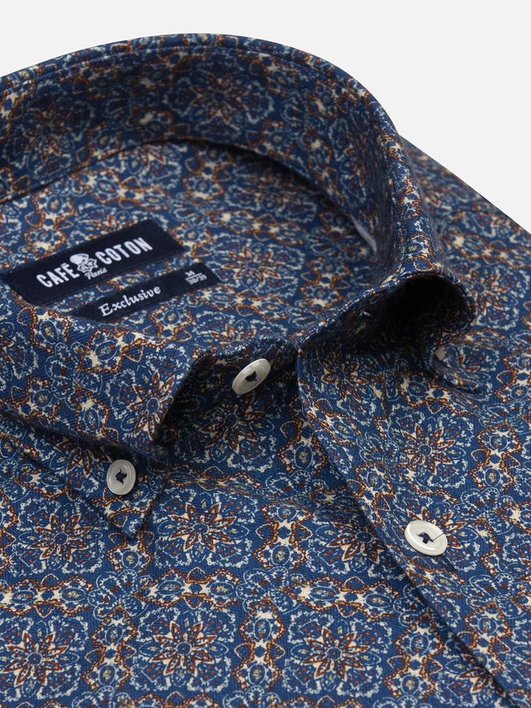 Casper flannel shirt with floral print - Button-down collar