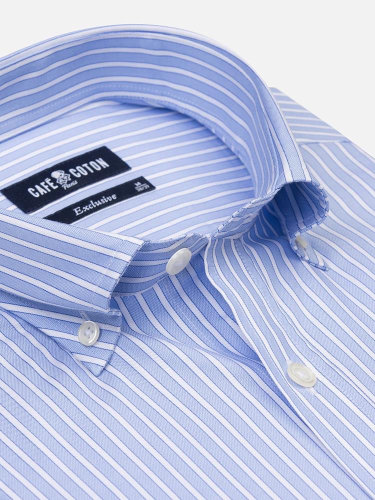Colin sky blue striped shirt - Button-down collar