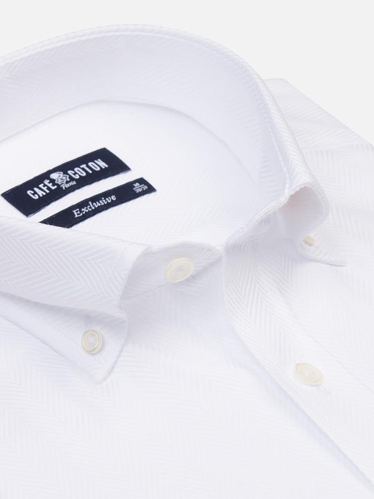 Come white herringbone shirt - Button-down collar