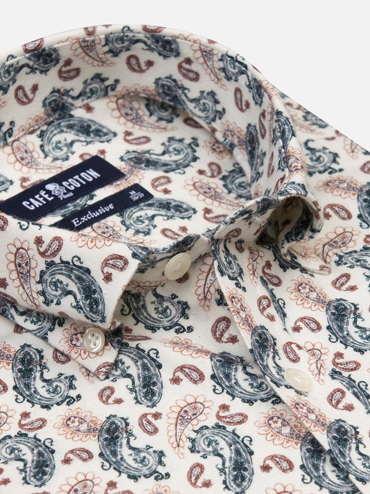Darius paisley flannel shirt - Button-down collar