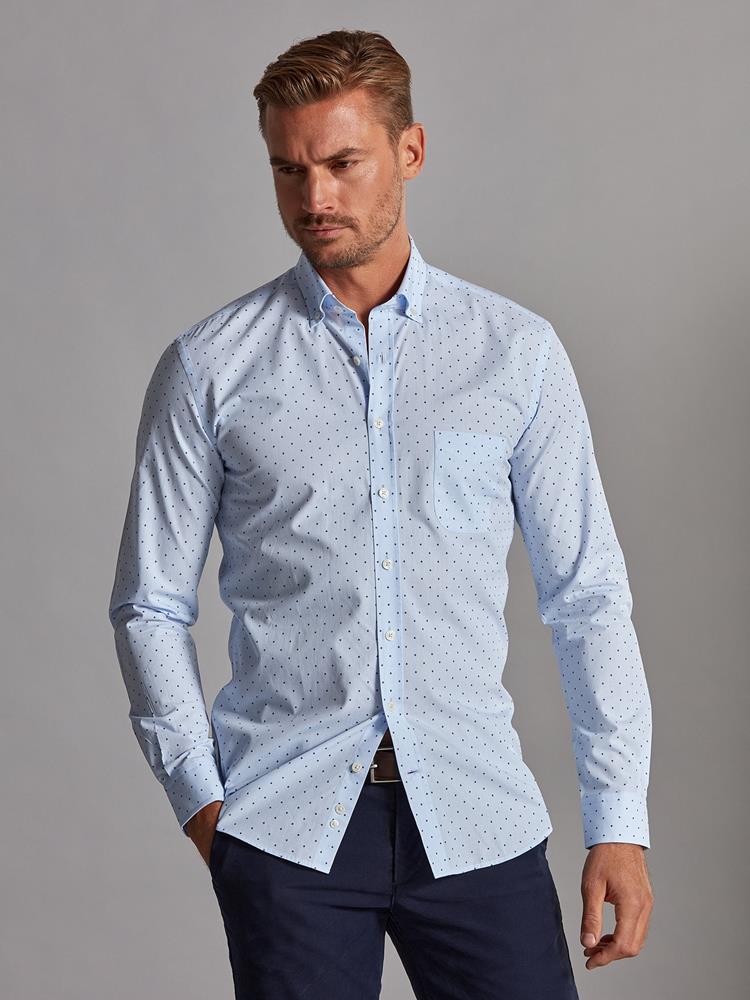 Grady sky blue shirt with printed pattern - Button-down collar