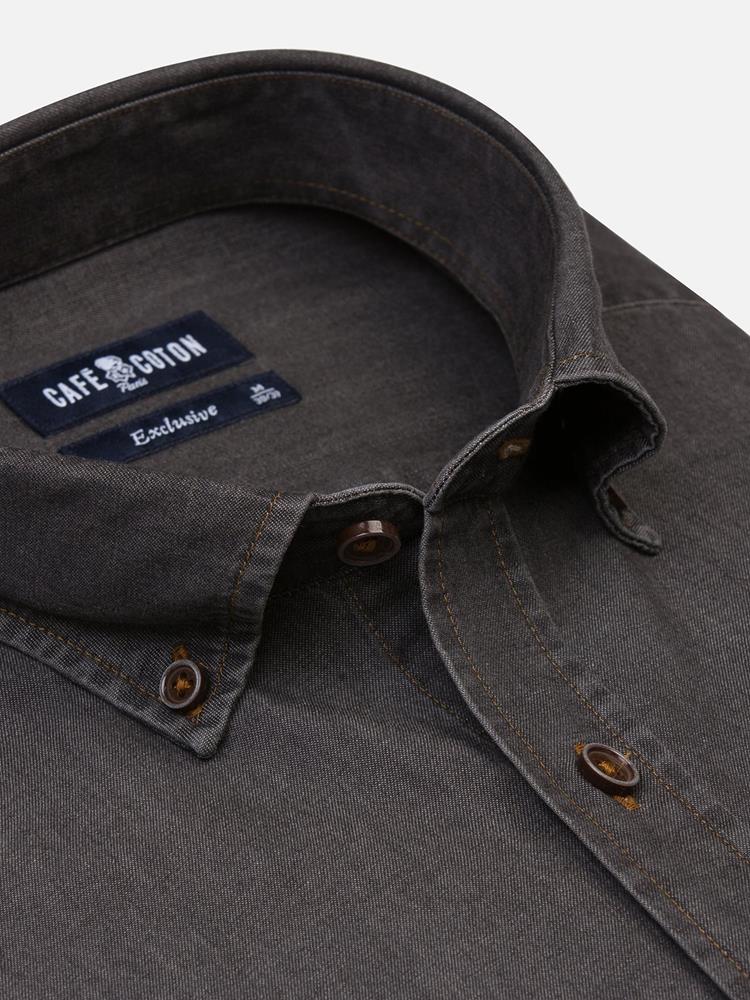 Lou grey denim shirt - Button-down collar
