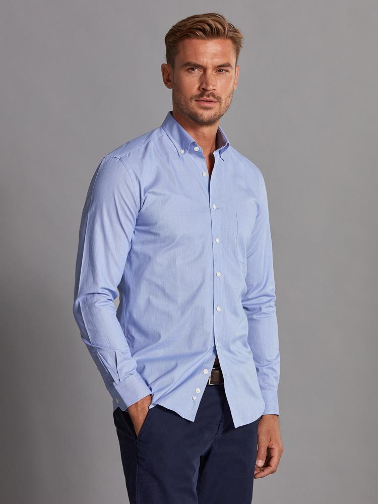Blue pinstriped slim fit shirt - Button-down collar
