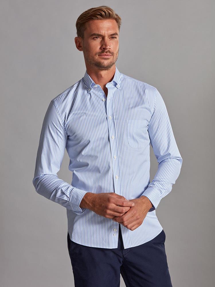 Nick sky blue striped shirt - Button-down collar