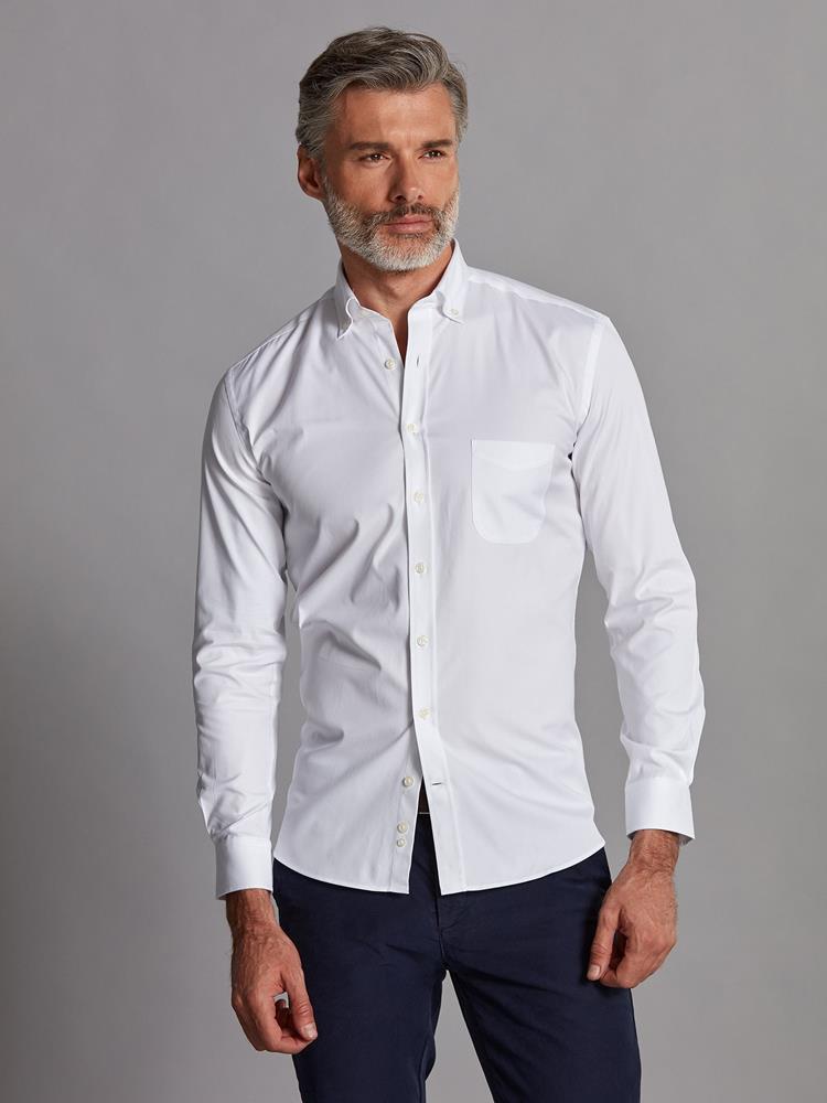 White pinpoint shirt - Button-down collar