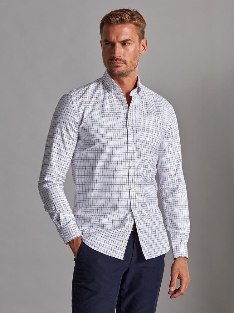 Sean brown and blue checked shirt - Button-down collar
