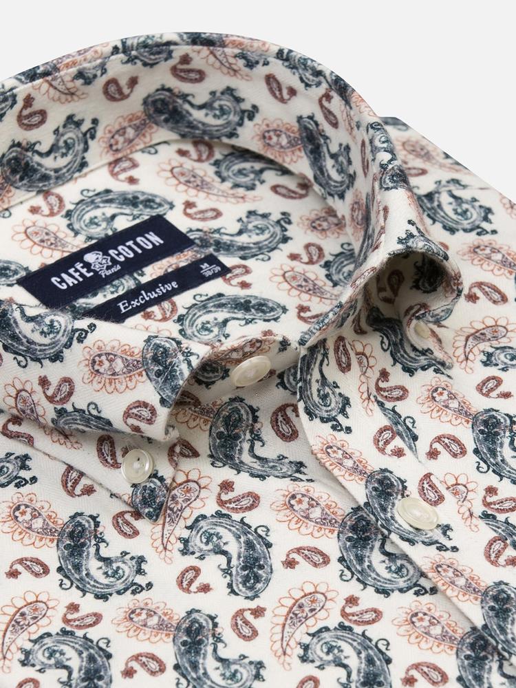 Darius paisley flannel slim fit shirt - Button-down collar