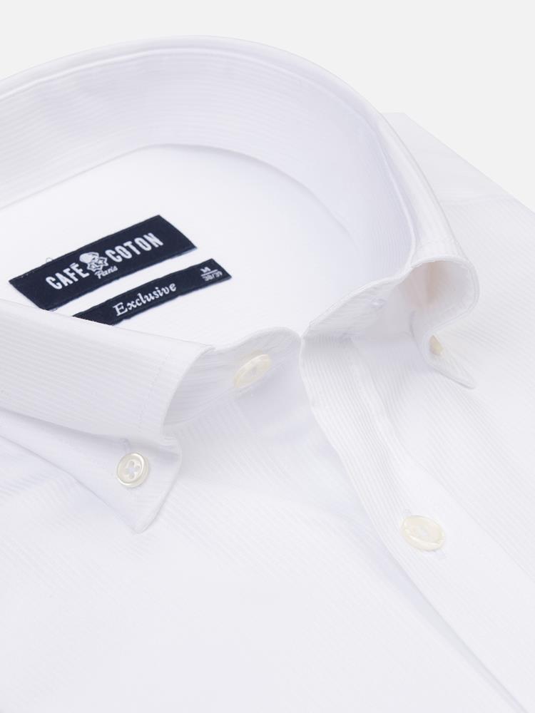 White piqué shirt - Button-down collar
