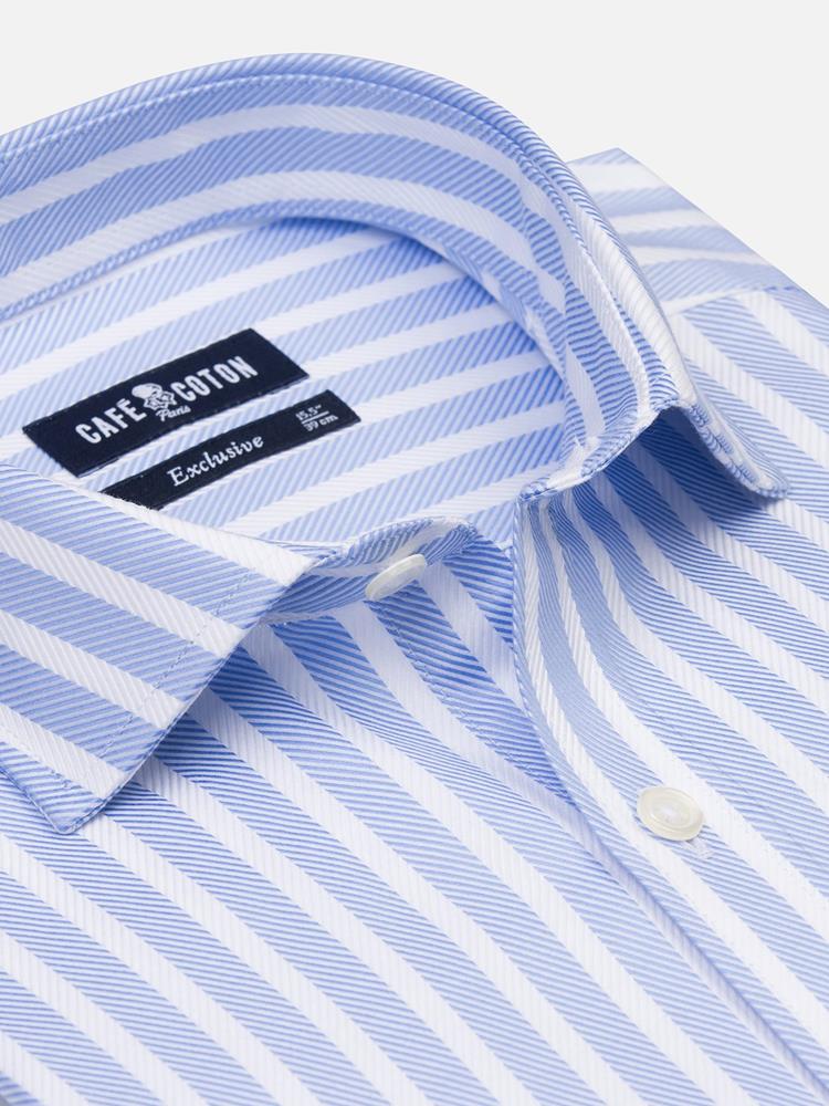 Don sky blue striped slim fit shirt - Extra long sleeves