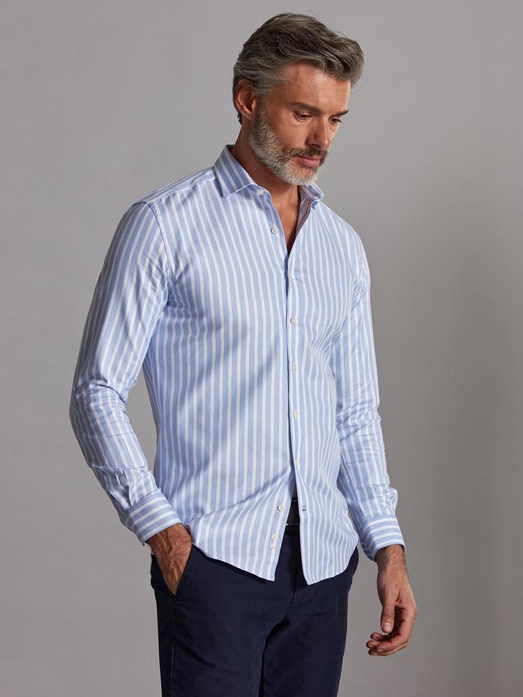 Don sky blue striped slim fit shirt - Extra long sleeves