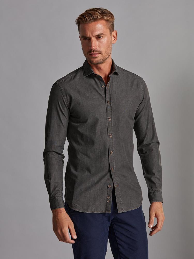 Lou grey denim slim fit shirt - Extra long sleeves